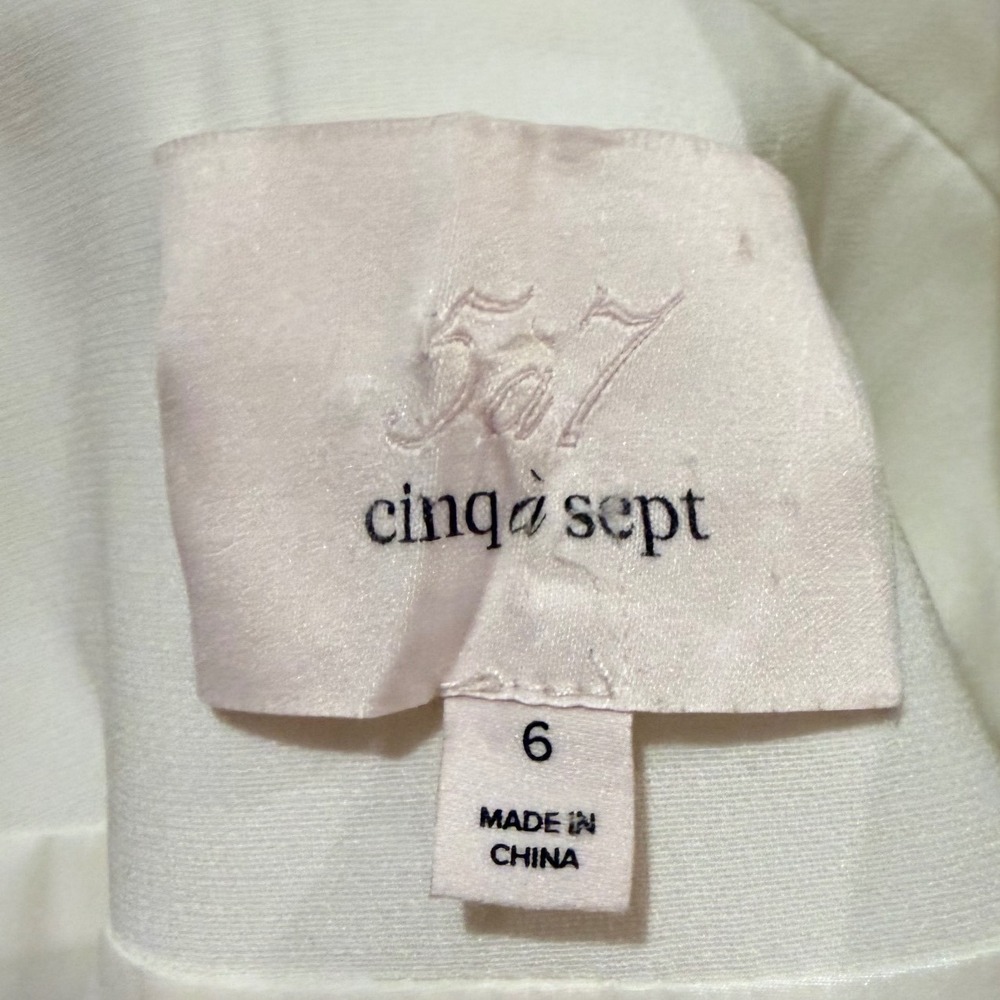 $395 Cinq a Sept Khloe Ruched Sleeve Blazer Ivory White Single Button Size 2 - Picture 12 of 12